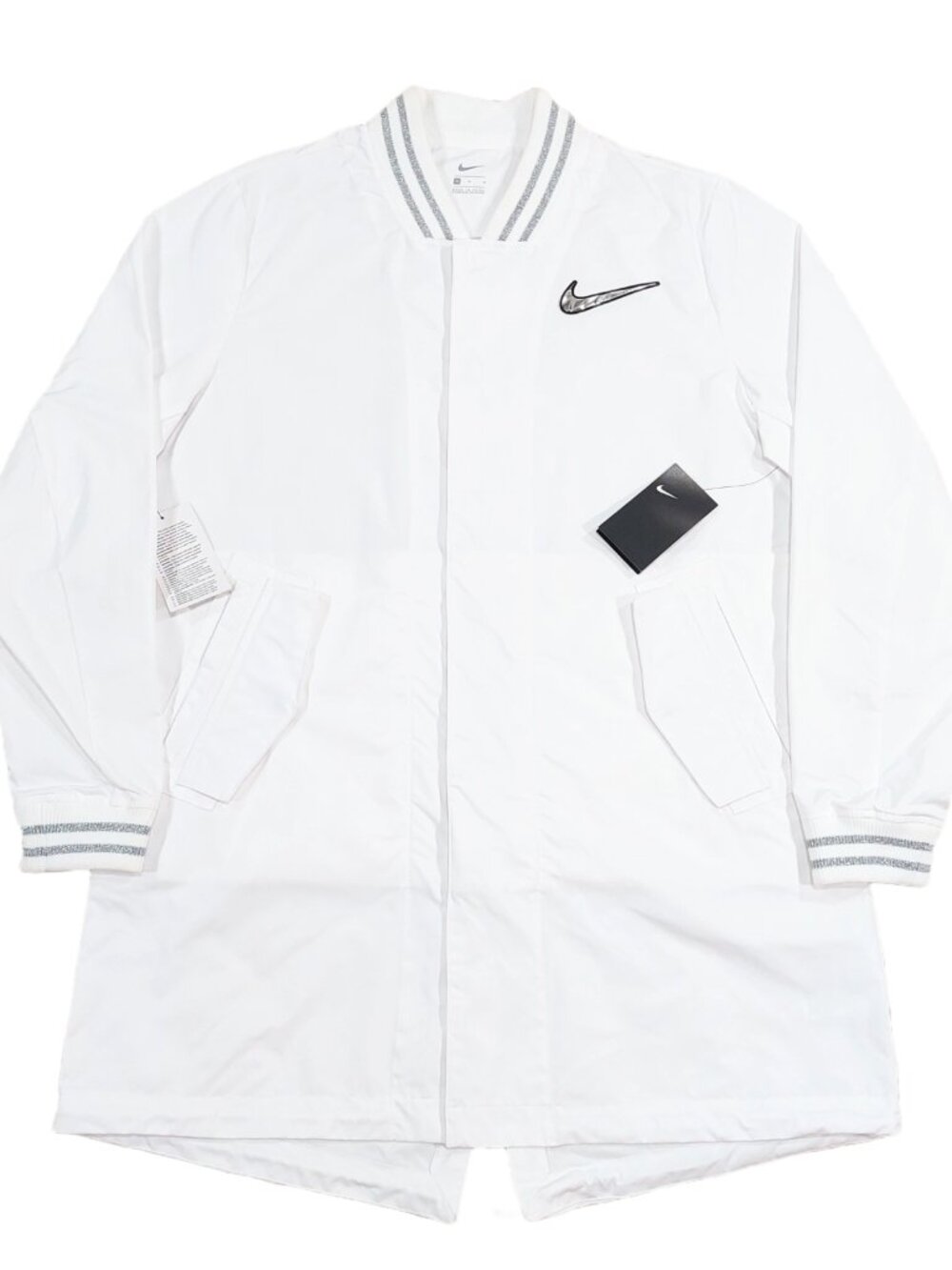 Nike SuperBowl LIV Football Windbreaker White Coach's Jacket (NEW w/ Flaw). Sz M